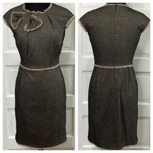 ETCETERA Wool Blend Bow & Fringe Dress